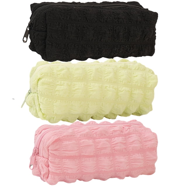 Estuche para lápices Apuakthei de 3 piezas con cremallera para cosméticos, bolsa para lápices, bonita bolsa para maquillaje, bolsa de almacenamiento de papelería, bolso para cosméticos, bolso para