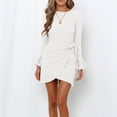 thumbnail image 1 of Vestido De Mujer, Vestido Cuello Redondo Cómodo Dobladillo Irregular Puños De Encaje Volantes Transpirables Para Trabajar Para Ir De Compras ANGGREK Otros, 1 of 8