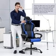 thumbnail image 5 of Comfy Rolling Video Game Chair for Adults, Ergonomic Office Chair with Lumbar Support, Height Adjustable Reclining Gaming Chair for Office, Home, Bedroom, Blue, 5 of 7