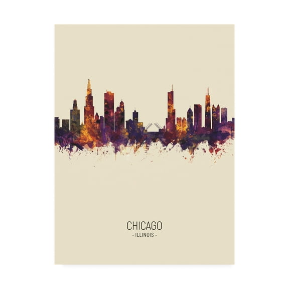 Trademark Fine Art 'Chicago Illinois Skyline Portrait III' Canvas Art by Michael Tompsett