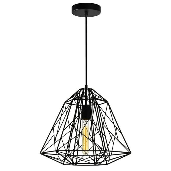 CWI Lighting Bagheera 1 Light Down Contemporary Metal Pendant in Black