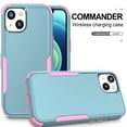 thumbnail image 3 of Feishell for iPhone 13 Durable Rugged Case, [Three Layers Protection] [Military Grade Drop Protection] Heavy Duty Shockproof Anti-Scratch Support Wireless Charging Phone Case, Green+Pink, 3 of 6