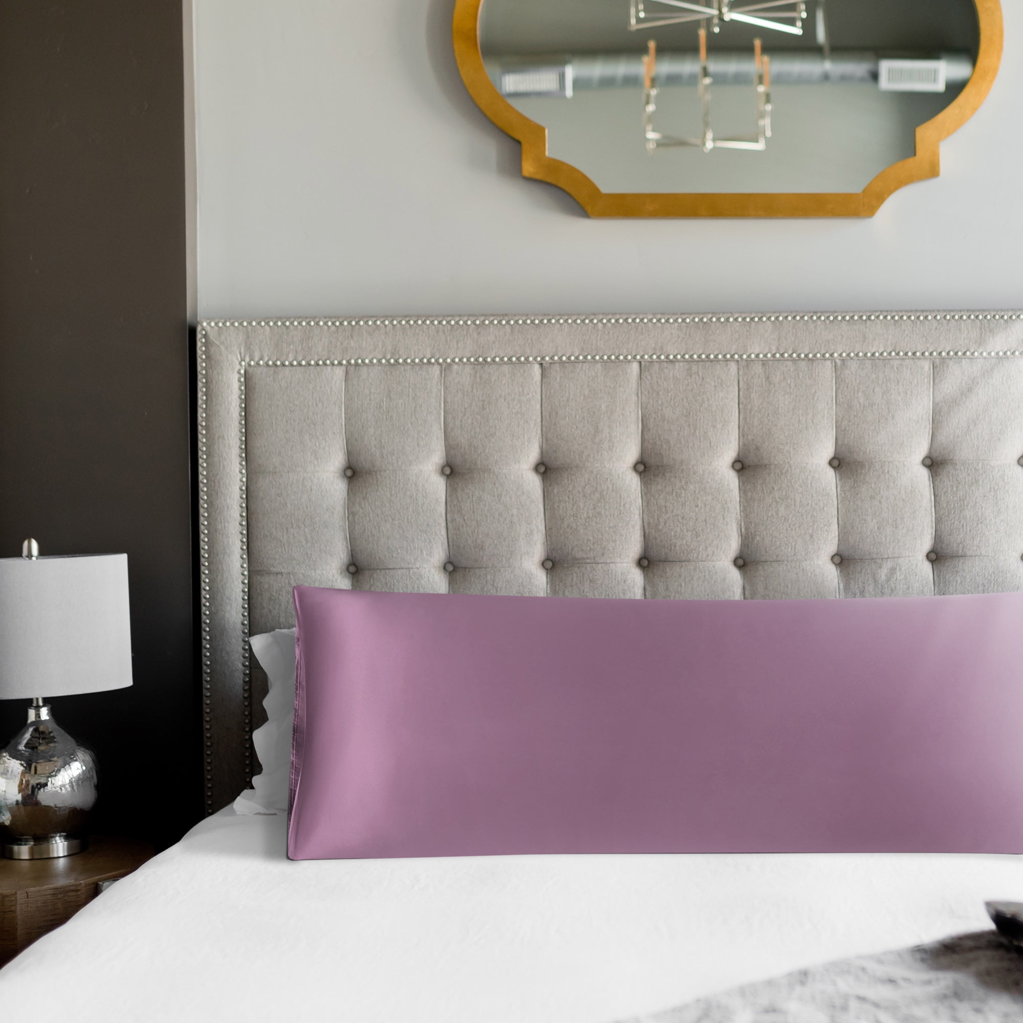 Unique Bargains Luxury Silky Satin Body Pillow Case Mauve 20" x 60"