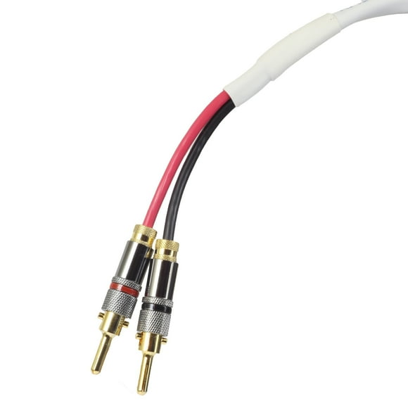 Blue Jeans Cable Ten White Speaker Cable, with Welded Locking Bananas, 15 Foot (Single Cable - for one Speaker); Assembled in The USA