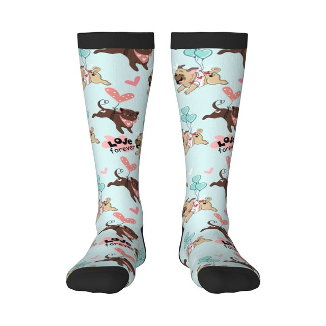 Balery Cute Pug Dogs Calcetines novedosos Calcetines deportivos Calcetines hasta la rodilla Calcetines de algodón Calcetines originales y geniales