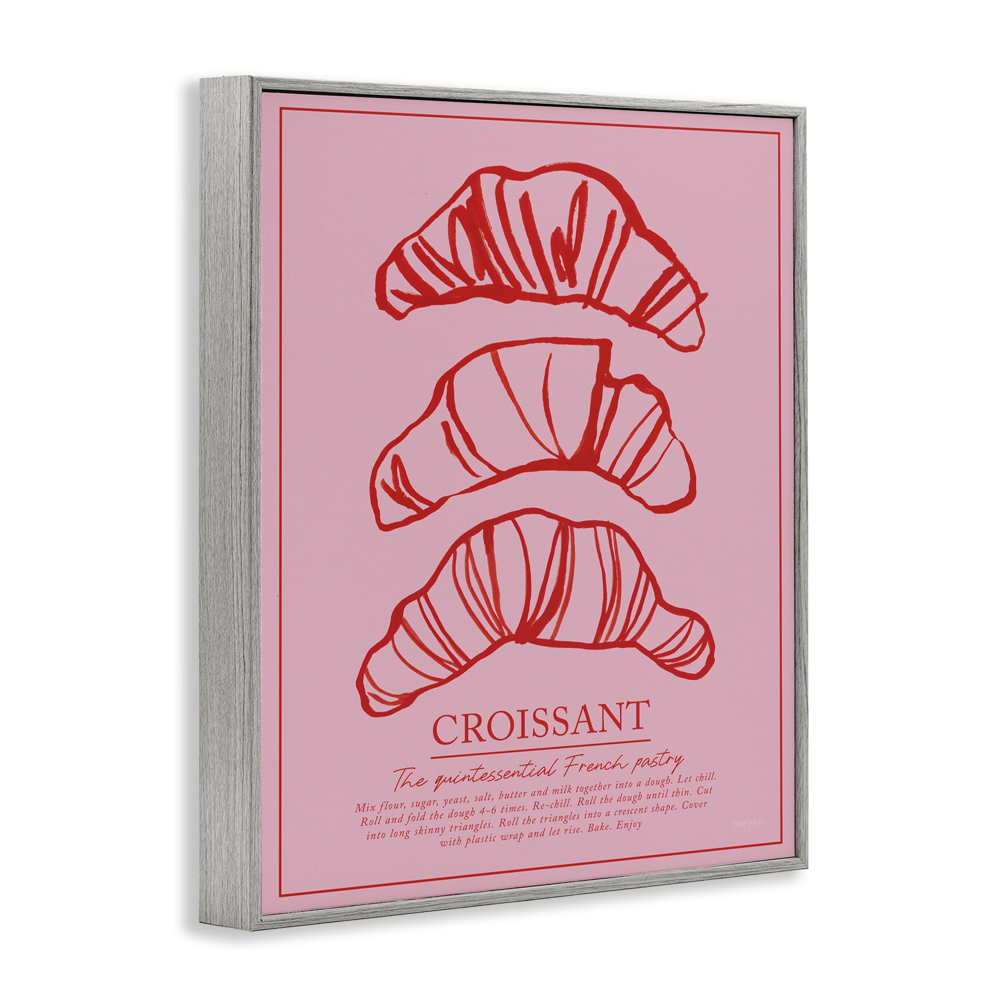 Stupell Industries Croissant Breakfast Pastry Gray Framed Giclee Art, design by Jenaya Jackson