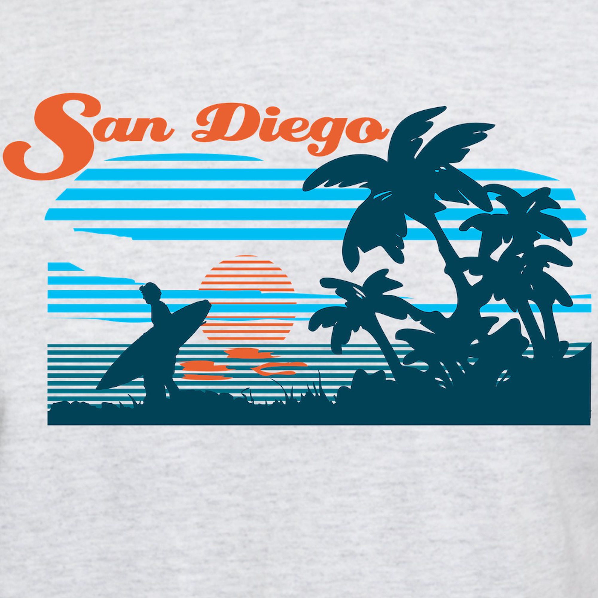 CafePress - Retro San Diego Surf T Shirt - Light T-Shirt - CP - image 3 of 4