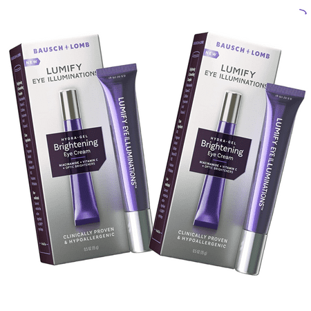 LUMIFY (2 PACK) Eye Gel Brightening Cream Smoother Looking Skin with Subtle Glow Vitamin C Caffeine Niacinamide and Hyaluronic Acid Hypoallergenic 2x0.5 oz *EN