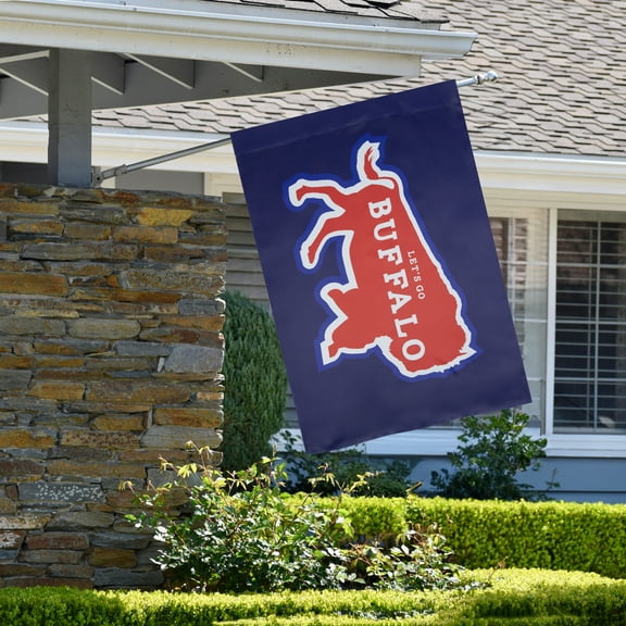 Northlight Red and White Let's Go Buffalo Outdoor House Flag 40" x 28"