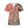 thumbnail image 5 of ChaoHeng Casual Blouses on Summer T-Shirts for Women Women's Summer V-Neck Print Casual Loose Top Short Sleeve V-Neck Button Blouses Tops, 5 of 5