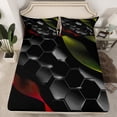 thumbnail image 1 of Geometric Honeycomb Fitted Sheet Queen,Red and Yellow Striped Bed Set for Kids,Ombre Grey Hexagonal Bedding Set,Neon Lights Gradient Stripes Bed Sheets 3 Pcs with 2 Pillow Cases （No Top Sheet）, 1 of 5