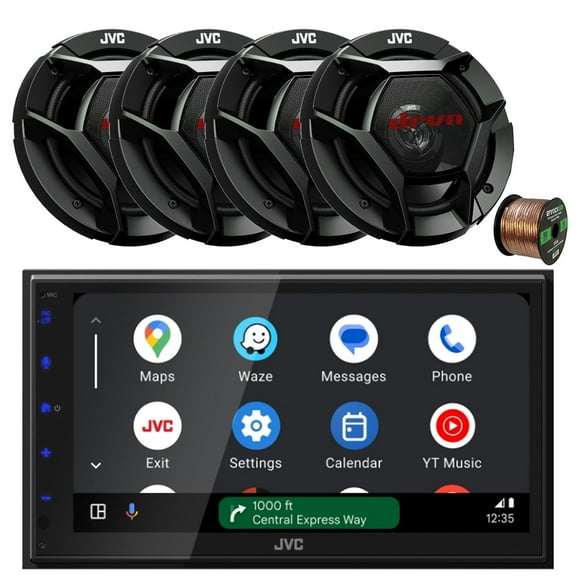 JVC KW-M690BW 6.8" Touchscreen WiFi Bluetooth USB/MP3 Stereo Multimedia Digital Receiver, 4x 6.75" 300 Watt Max Shallow Mount Car Audio Speakers w/Wire