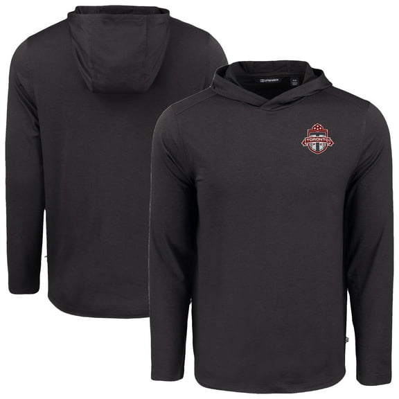 Men's-Cutter & Buck  Black Toronto FC Coastline Epic Comfort Eco Long Sleeve Recycled Hooded Shirt