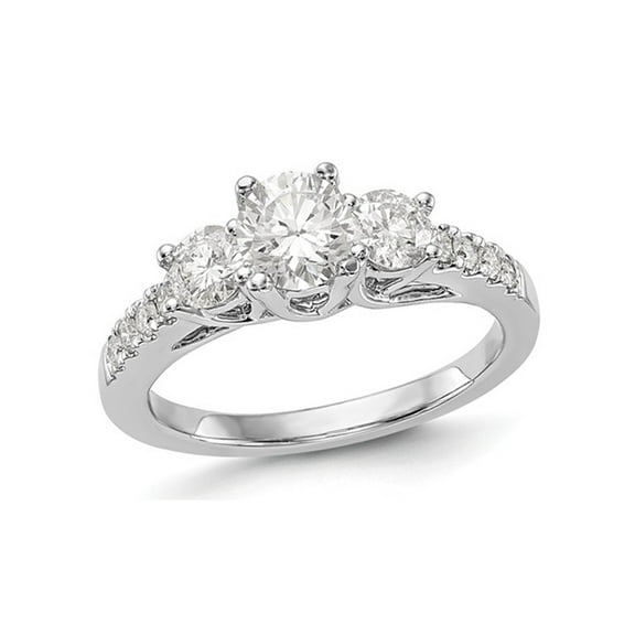 1.20 Carat (Ctw Color SI1-SI2, G-H-I) Lab Grown Diamond Three Stone Engagement Ring in 14K White Gold for Women