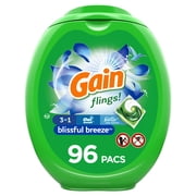 Gain flings! Liquid Laundry Detergent Pacs, Blissful Breeze, 96 count