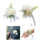 thumbnail image 4 of Ramillete de Muñeca Hecho a Mano Gloria Boutonniere para Fiesta de Boda Blanco Ramillete de pulsera, 4 of 6