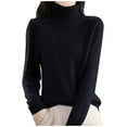 thumbnail image 2 of Plus Size Sweaters for Women Winter Fall Clothes New Turtleneck Sweater Slim-fit Thick Knitted Sweater Black, 2 of 3