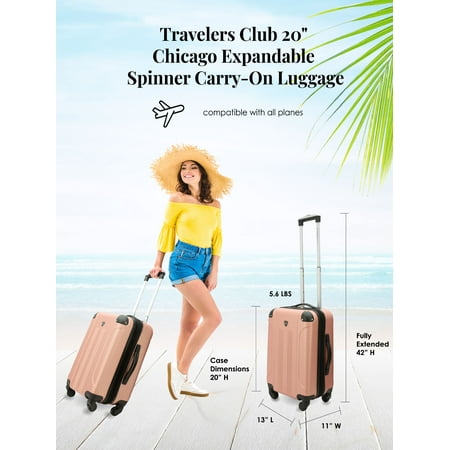 Travelers Club Chicago 20" Hard-side Rolling Carry-on Luggage - Navy