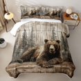 thumbnail image 2 of Erosebridal Wildlife Bear Quilt Full for Boys Men, Rustic Wooden Cabin Print Full Bedspread Sets, 3 Pieces, 2 of 7