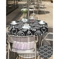 thumbnail image 4 of Outdoor Tablecloth Floral Pattern Round Patio Tablecloths 60 Inch, Waterproof Outside Table Cloths with Umbrella Hole and Zipper, Black White Summer Table Cover for Outdoor Tables Garden, 4 of 6