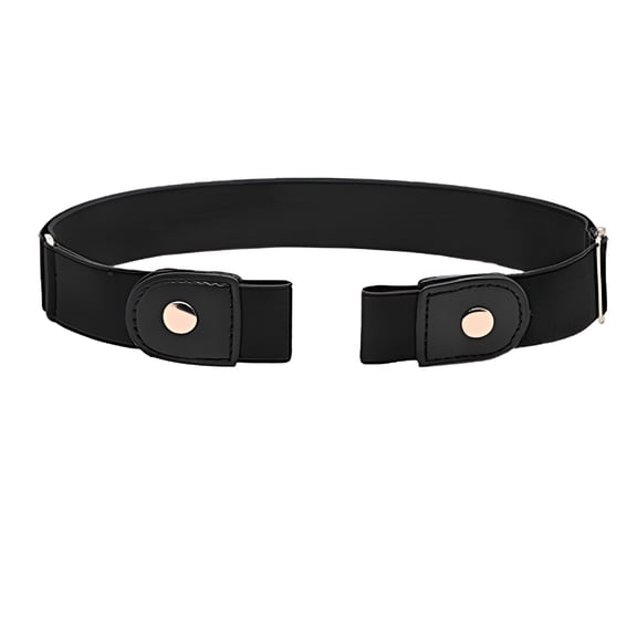 TELOLY Buckless Belt,Unisex Faux Leather Adjustable Waist Belt,Black,98Cm