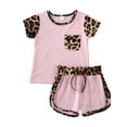 thumbnail image 6 of Toddler Baby Girl Summer Outfits Short Sleeve T Shirt Top Leopard Shorts Clothes Set, 6 of 6