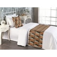 thumbnail image 2 of Leaf Print Bed Runner Set, Foliage of Leaves Jungle Contemporary Design Repetitive Pattern, Decorative Bedding Scarf & a Pillow Sham for Hotels Homes, Twin, Cinnamon Sage Green Umber, by Ambesonne, 2 of 3