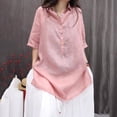 thumbnail image 4 of FDGIU 2026 Summer Women's Henley Tunic Shirt Dress, Half Sleeve Casual Loose Blouse with Buttons, 4 of 7