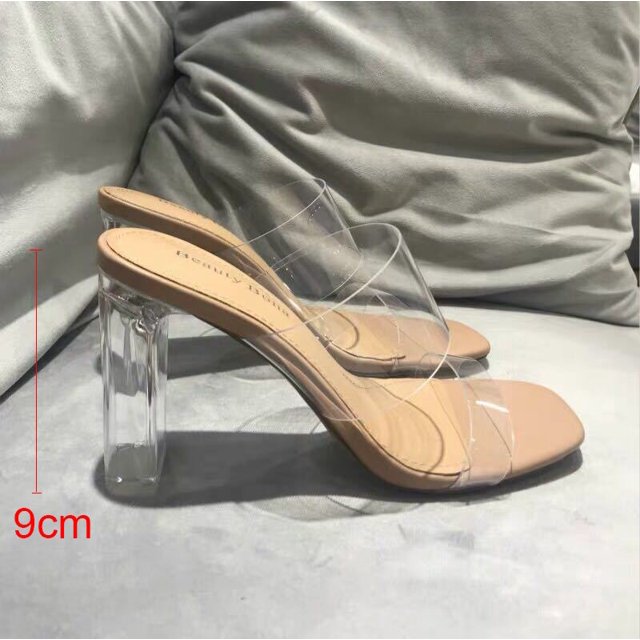 Sandalias de tacón de verano para mujer, zapatillas de gelatina de PVC, tacones altos con punta abierta, zapatillas transparentes de plexiglás para mujer, zapatos de tacón, sandalias transparentes Tan Jianjun unisex