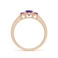 thumbnail image 2 of ANGARA Natural Three Stone Round Amethyst Ring with Diamond Accents in 14K Rose Gold for Women (Size-5mm) | February Birthstone, Birthday, Anniversary, Jewelry Gift for Women | Natural Amethyst Ring, 2 of 9