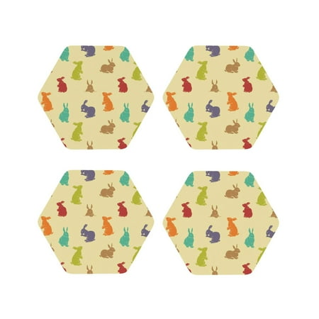 

Tideii Colorful Rabbit for Leather Coasters 4 Pieces Anti-fouling and Anti-scalding Decorative Coasters Suitable for Restaurants Kitchens Coffee Shops-Hexagon