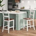 thumbnail image 2 of Costway Wooden Bar Stool Set of 2 Bar Chairs with LVL Rubber Wood Frame, Backrest, Footrest White, 2 of 10