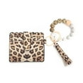 thumbnail image 1 of Women Keychain Bag with Tassel Wallet Fashion Key Chain Snap Button Card Holder Bangle Bracelet Keyring Pendant Accessory Yellow Leopard, 1 of 8