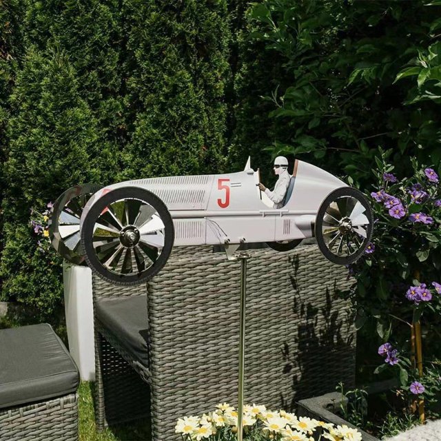 Molinos De Viento Rotativos Decoración de carreras, molino de viento, adorno de césped, molino de viento de estaca de jardín de hierro para caminos de jardines Wdftyju Libre de BPA