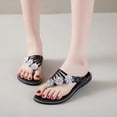 thumbnail image 2 of Mepaouo Women's Metallic Strappy Thong Sandals Summer Beach Flat Flip Flops Casual Slip on Slide Shoes, 2 of 5
