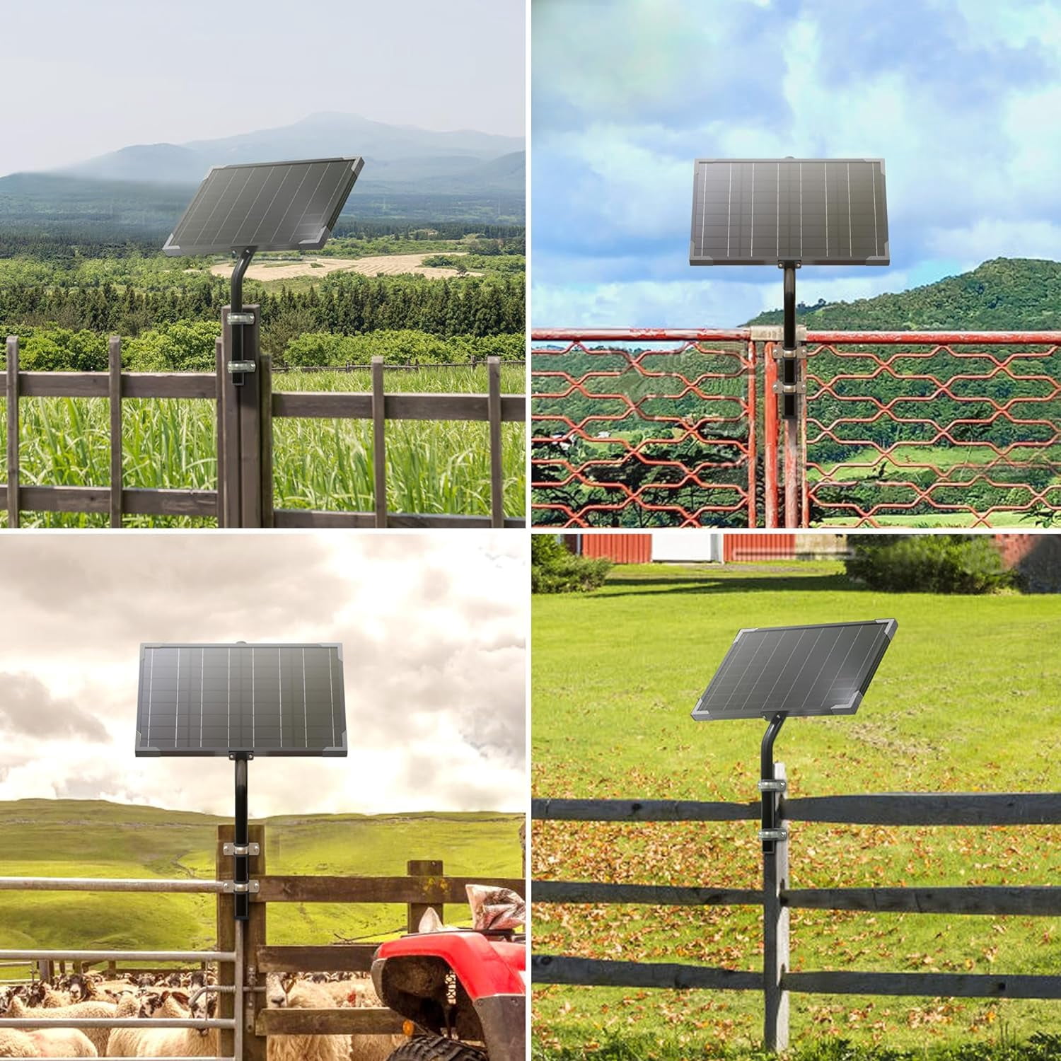 Voltset 10W 12V Waterproof Solar Battery Trickle Charger & Maintainer, Solar Panel Built-in MPPT Charge Controller with Tubular Bracket, SAE Cables for Automatic Gate Opener, Electrical Fence