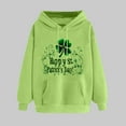 thumbnail image 2 of VBTAPA St Patrick's Day Sweatshirt for Women Shamrock Clover Printed Long Sleeve Drawstring Pullover Tops Casual Loose Graphic Hoodies Flash Deals Green L, 2 of 6