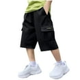 thumbnail image 2 of NAISIBABY Boys Cargo Shorts, Loose Fit with Pockets Elastic Waist Summer 2025 Casual Active Shorts Black 4-5T, 2 of 3