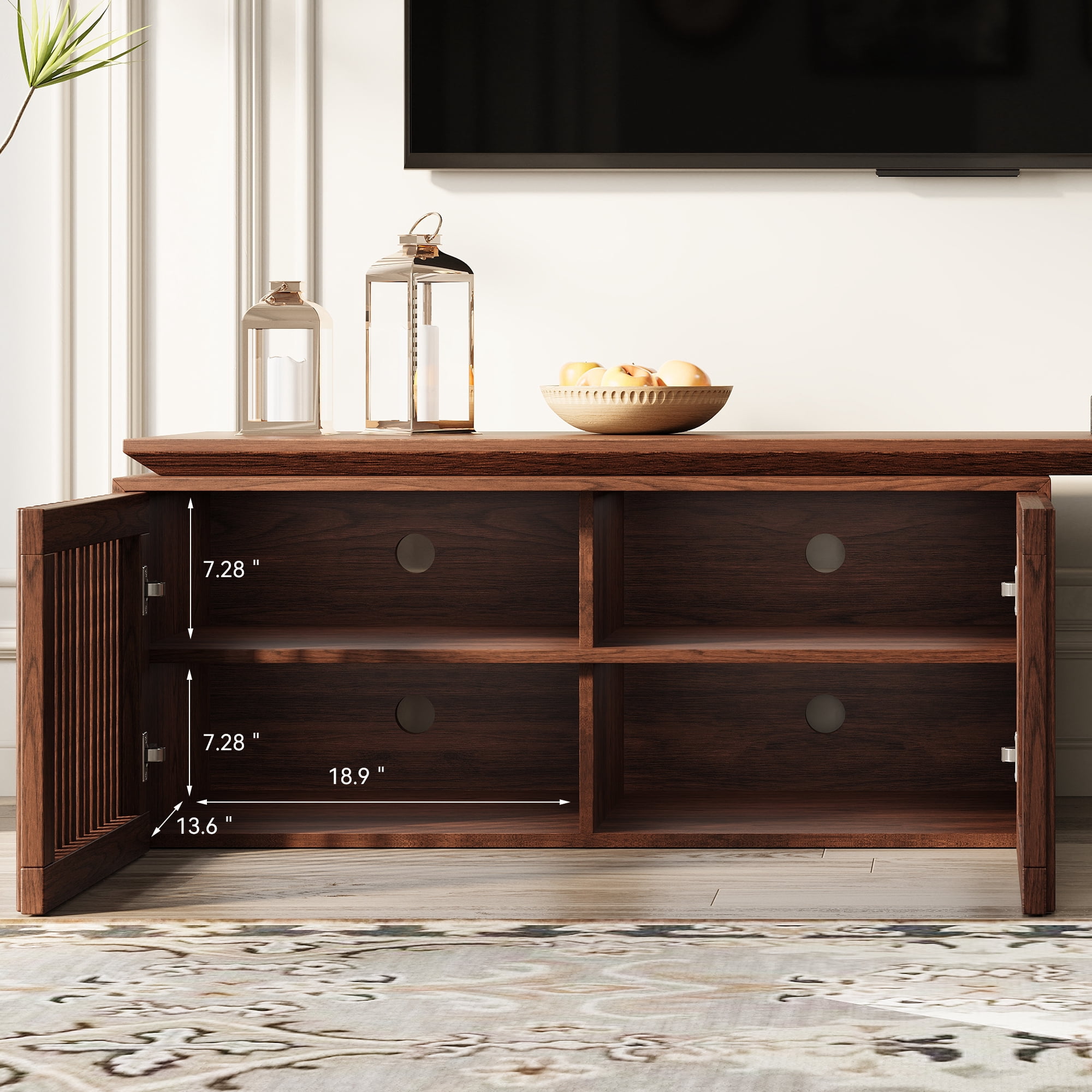 siu want Adjustable Walnut TV Stand with Storage for TVs Up to 100" - Modern Entertainment Center