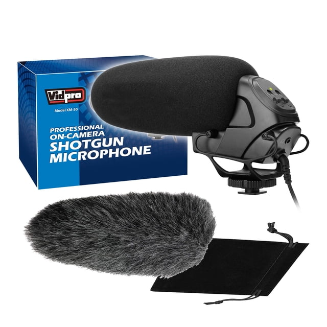Micrófono VidPro XM-50 Professional con condensador integrado en la cámara