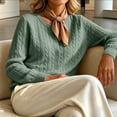 thumbnail image 5 of Dolkfu Crew Neck Fall Winter Tops for Women Wool-Like Fabric Green Long Sleeve Cardigan Cardigan Sweaters Solid Relaxed Fit Refined Tops Army Green,L, 5 of 5