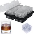 thumbnail image 1 of Molde para cubitos de hielo de whisky, cubitos de hielo de whisky de 2 pulgadas, bandeja de cubitos de hielo de silicona con tapa, 1 of 4