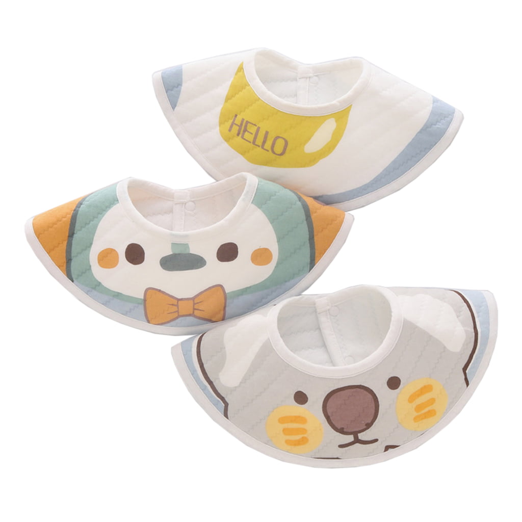 3PCS Baby Infants Kids Bibs Baby Lunch Bibs Cute Towel 3 Layer Waterproof Bibs 