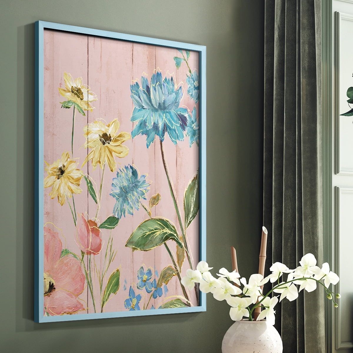 Wildflower Flutter IV Framed Print - Solid Wood in Single Picture Frame Solid Wood 2 Framed Print