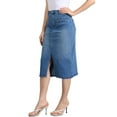 thumbnail image 4 of Falda de mezclilla INSPIRE CHIC para mujer, con cintura alta, abertura frontal, falda midi de mezclilla lavada con bolsillos, talla XL, azul, 4 of 6