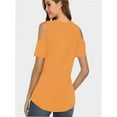 thumbnail image 3 of Womens Summer Shirts V Neck Criss Cross Cold Shoulder Tops Blouse, 3 of 4
