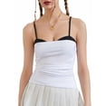 thumbnail image 1 of Gupgi Women Ruched Cami Tops Slim Camisole Spaghetti Strap Contrast Tank Top Sleeveless Going Out Tops, 1 of 9