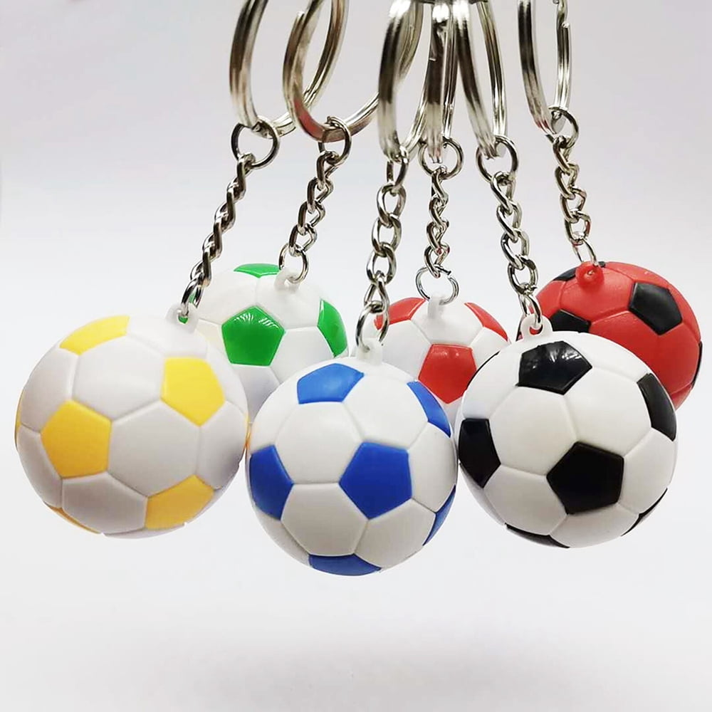 6PCS Soccer Keychains Sports Ball Key Ring Mini Football Key Holder