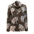 thumbnail image 6 of Clearance RQYYD Women's Floral Print Hoodie Long Sleeve Cowl Neck Drawstring Sweatshirt Casual Loose Pullover Lightweight Tops(Coffee,L), 6 of 9