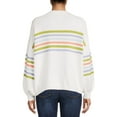 thumbnail image 4 of Dreamers by Debut Womens Striped Long Sleeve Pullover Sweater with Puff Sleeves, 4 of 5